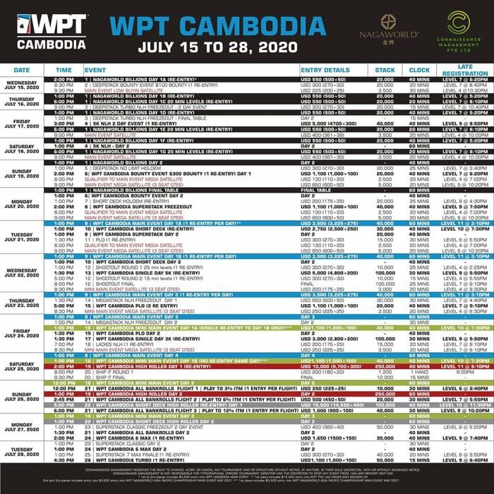 Wpt schedule