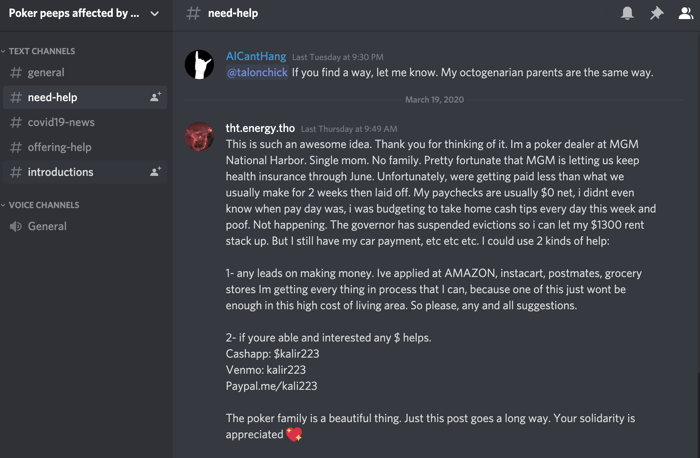 The Poker Peeps Affected By COVID19 Discord Channel