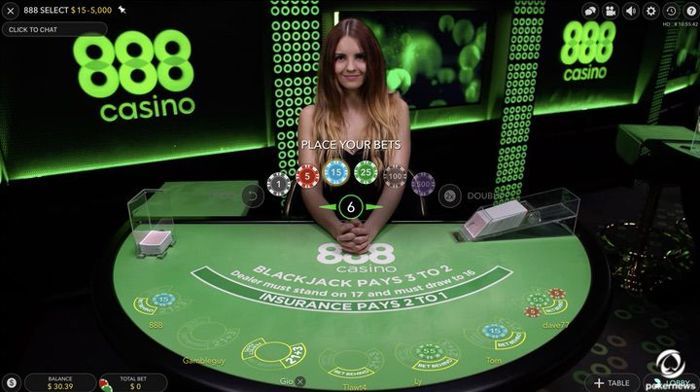 Play a hand of live dealer blackjack
