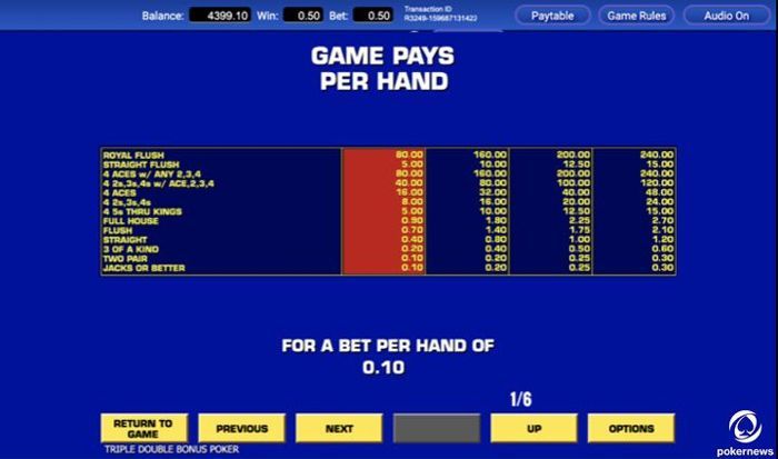 fiveplay video poker Payout