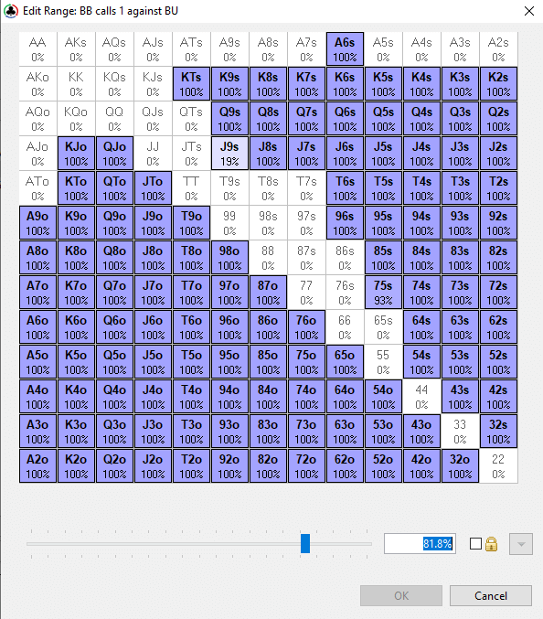 20bb BB calling range (81.8%) vs BTN minraise (HoldemResources Calculator)