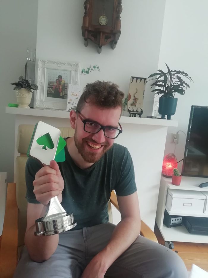 De online Irish Open trofee van Sander van Wesemael, ontvangen per post.