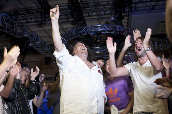 Antonin Teisseire is overcome with emotion as the French crowd dance and cheer.
