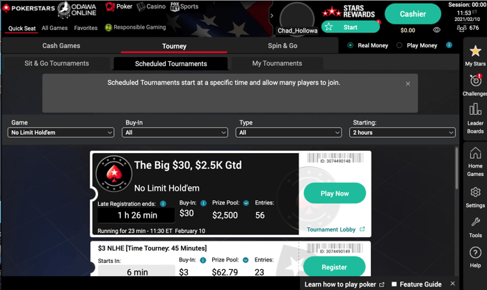 PokerStars Michigan client