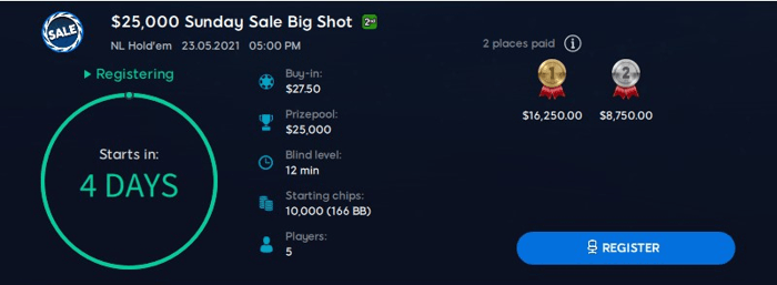 888poker Sunday Sale Big Shot