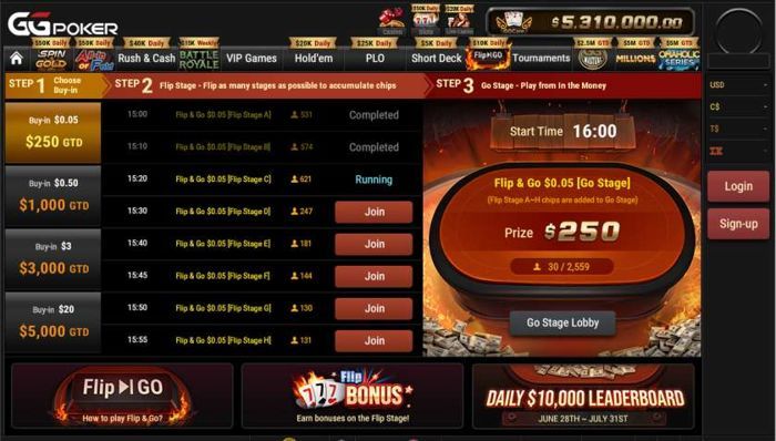 GGPoker Flip & Go Renewal poker lobby