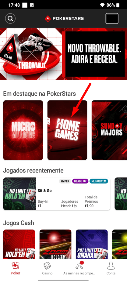 home games pokerstars app