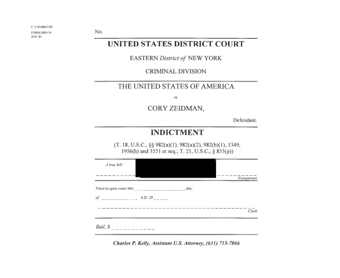 Cory Zeidman Indictment