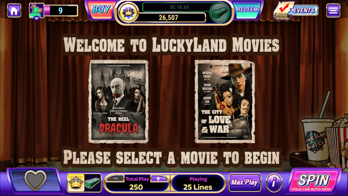 Gagnant et un film Luckyland Slots