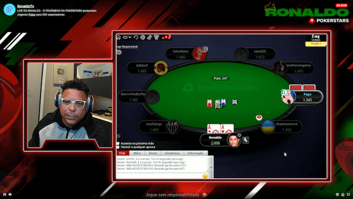 Ronaldo streaming poker on Twitch