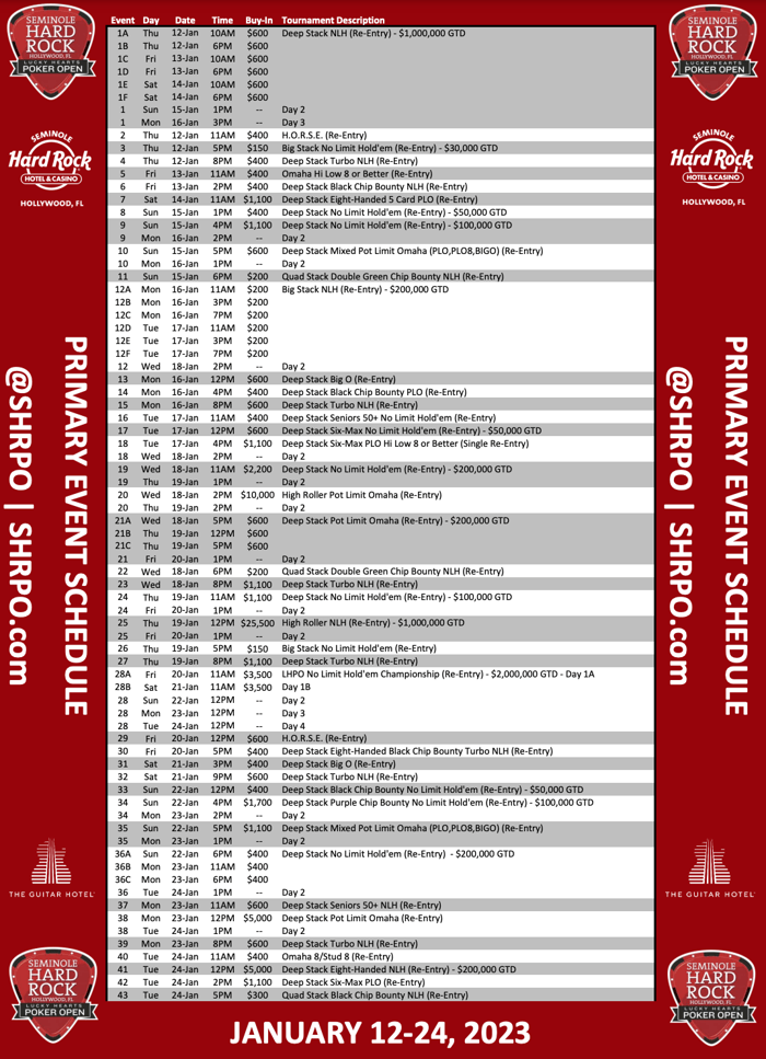 2023 LHRPO schedule