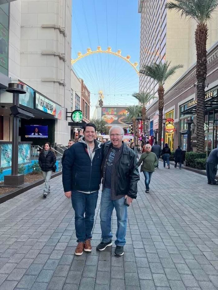 Miles Barnum with his dad Jerry.