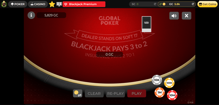 Blackjack Premium Global Poker