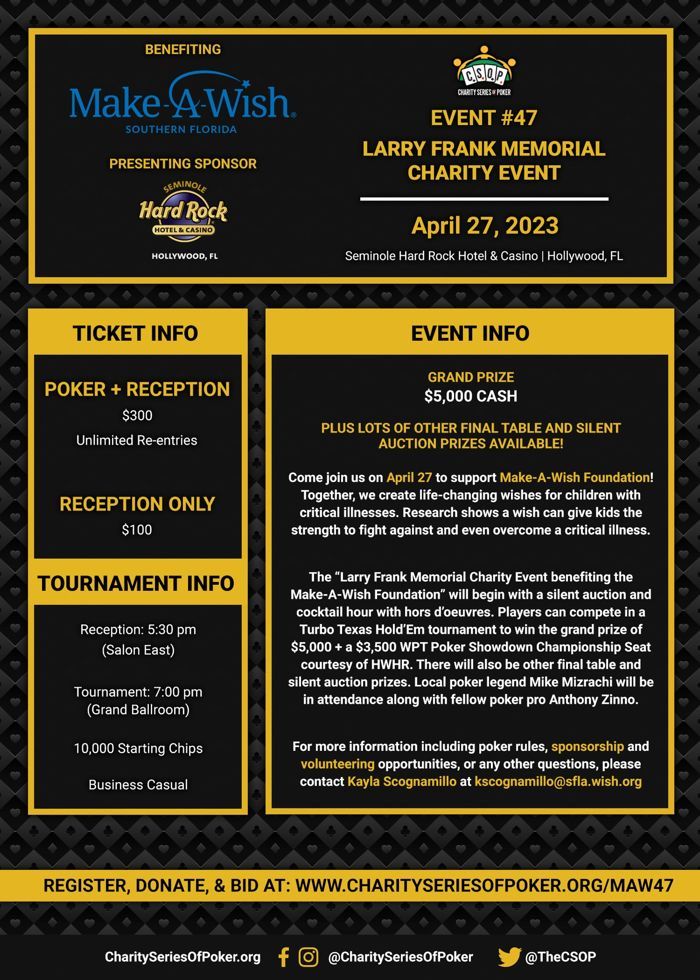Charity Series of Poker (CSOP) bersiap untuk acara di Florida dan Las Vegas 102