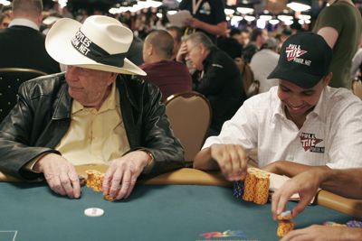 Doyle Brunson and Phil Ivey joke around