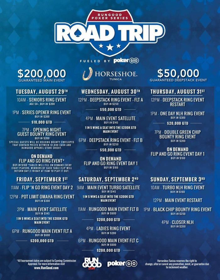 RGPS Road Trip Tunica Schedule
