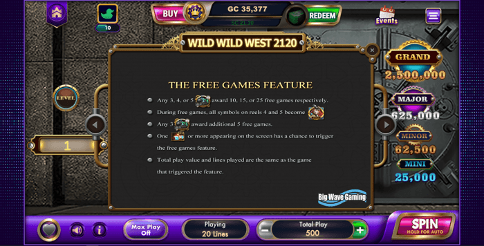 Wild Wild West 2120 Slot Features & Benefits