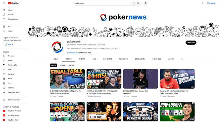 PokerNews YouTube