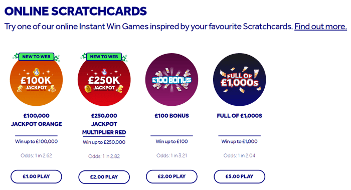 Online National Lottery Scratch Cards