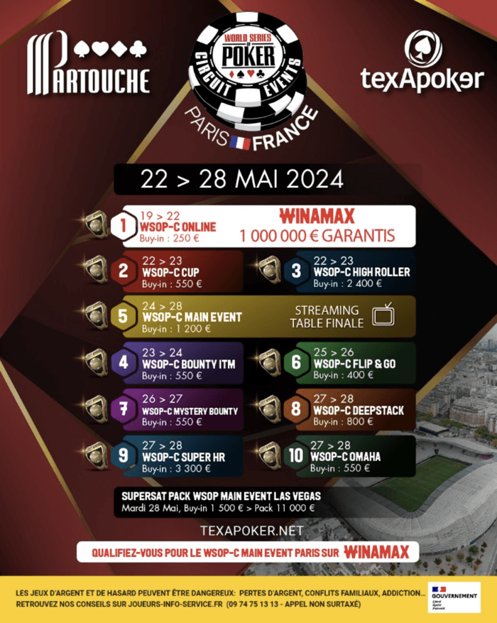 WSOP Circuit Paris 2024 Beau Programme à Venir! PokerNews