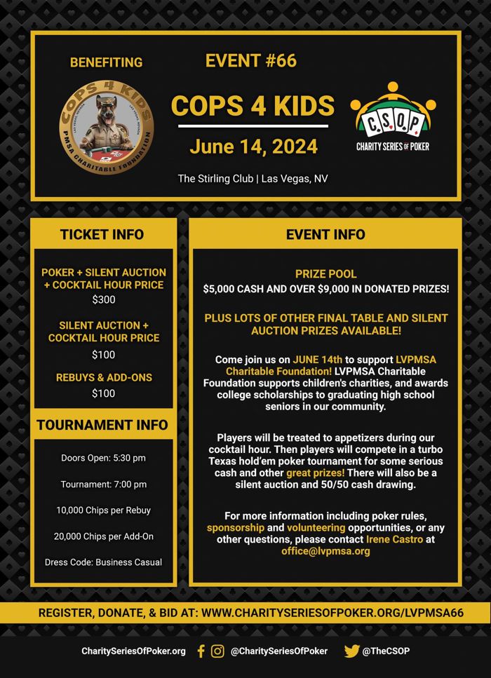 Three Charity Series of Poker (CSOP) Events in Las Vegas on the Horizon 101