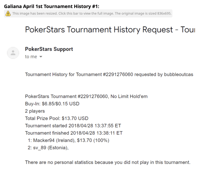 A PokerStars email regarding Antonio Galiana