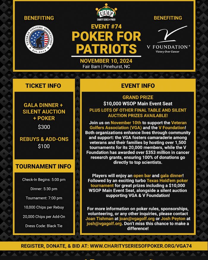 Win a 2025 WSOP Main Event Seat in Sundays CSOP Poker for Patriots Event in North... 101