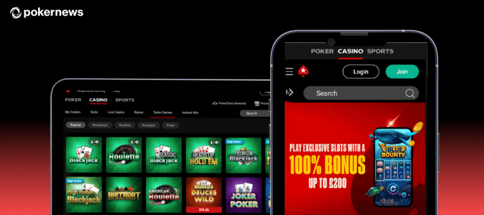 PokerStars Casino has dedicated mobile & tablet apps.