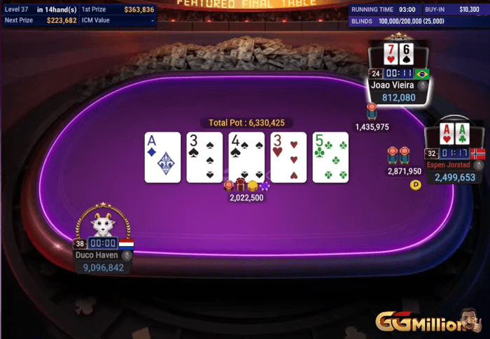 Mão final João Vieira GGMillion$