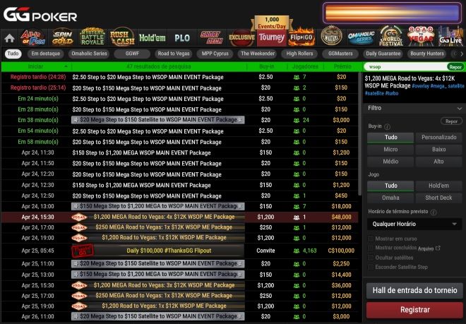 Satélites WSOP GGPoker