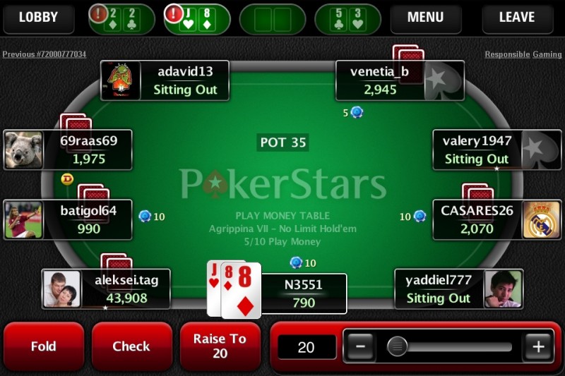 poker stars mobile app