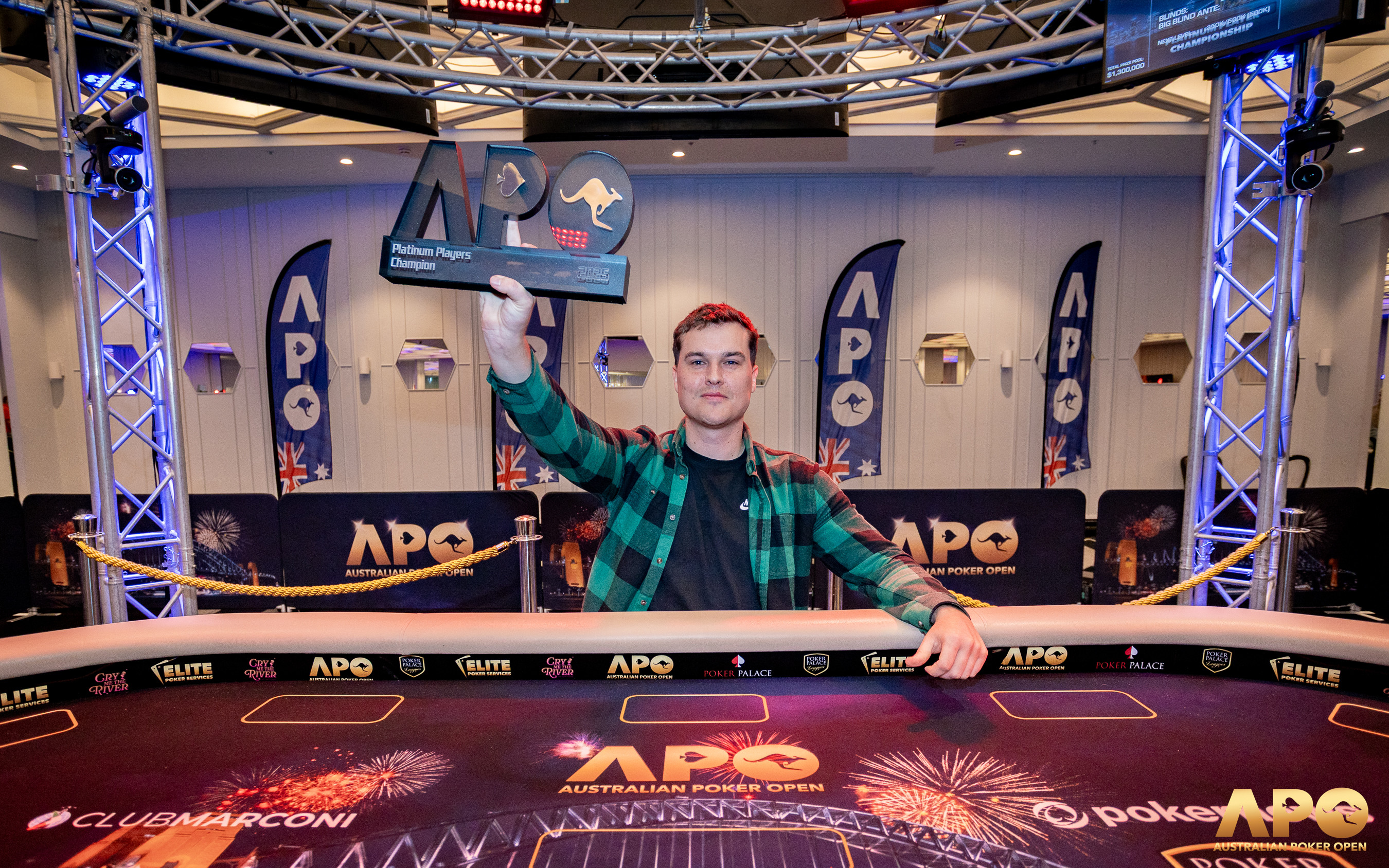 Johan Lees Lifts the Platinum Players Championship Trophy After Stunning Heads-Up Comeback