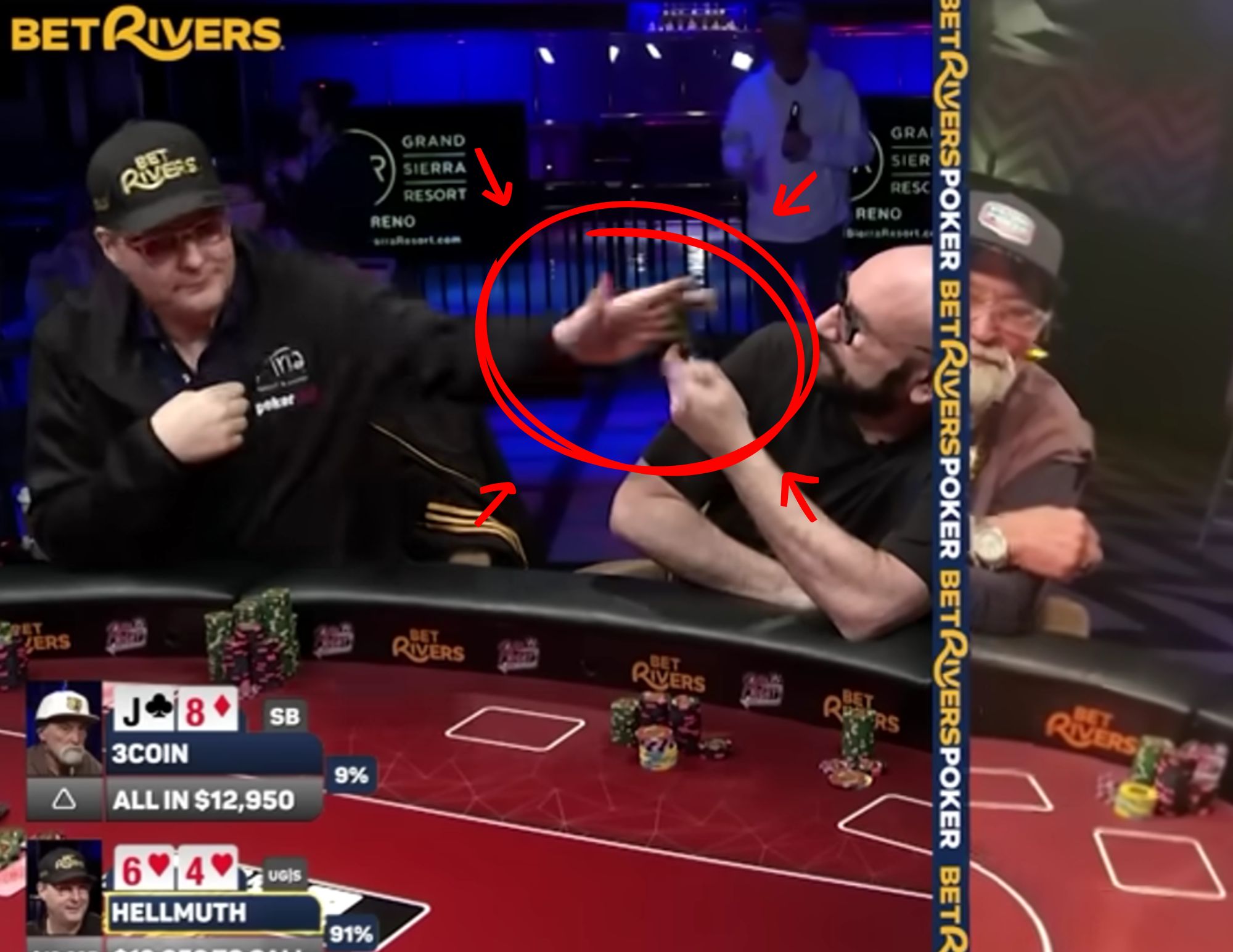 Tilted Tanking Phil Hellmuth Smacks Phone Out of Mike Matusow's Hand