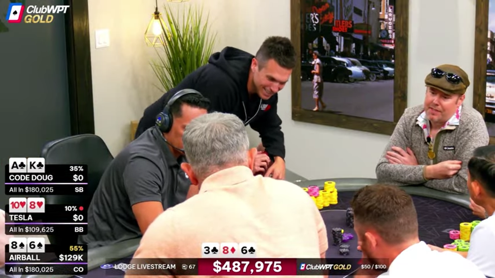Doug Polk Gambles for $500k Three-Way Pot with Nut Flush Draw Vs. Nik Airball