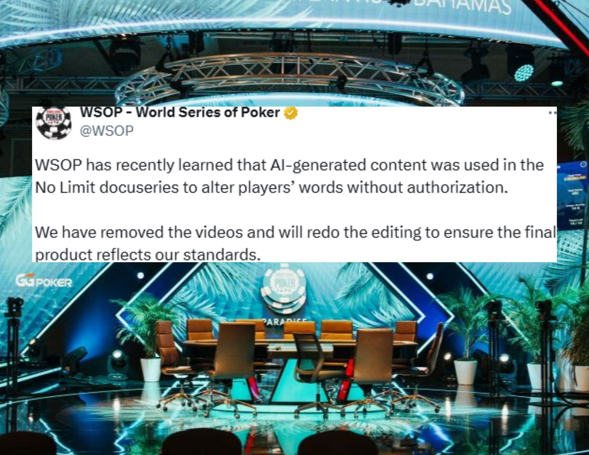 WSOP Deletes Poker Documentary Caught Using AI from YouTube