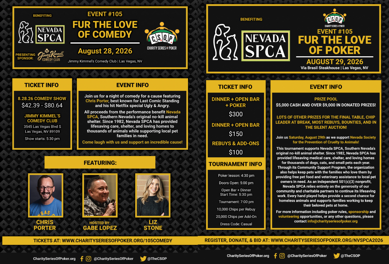 CSOP Raising Money for Homeless Pets With Comedy Night and Poker Tournament