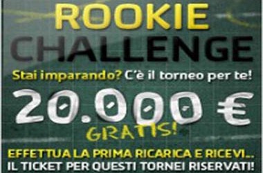 Rookie challenge: 20.000€ gratis per diventare un vero giocatore di poker!