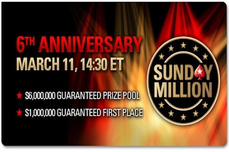 PokerStars Comemora 6º Aniversário do Sunday Million com um Evento de $6 Milhões Garantidos