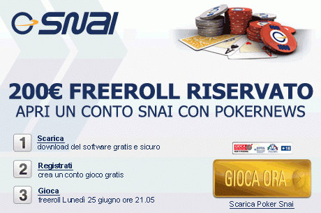 Non perdere il Freeroll Snai in esclusiva per PokerNews.it!