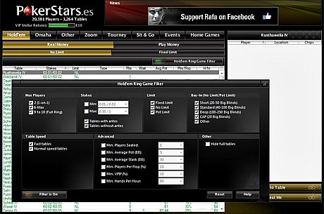 Filtros nuevos de PokerStars