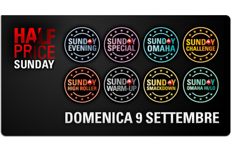 PokerStars.it Half Price Sunday:  buy in dimezzati, montepremi invariati!