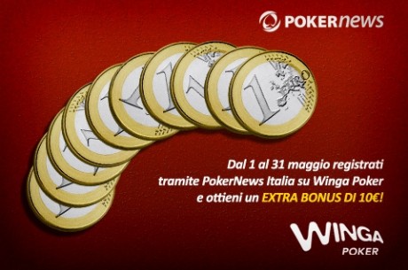 A maggio su Winga Poker extra bonus di 10€ con PokerNews!