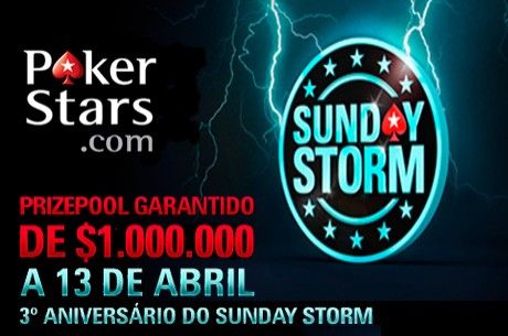Hoje às 18:30 $1,000,000 de Prize Pool Garantido no 3º Aniversário do Sunday Storm