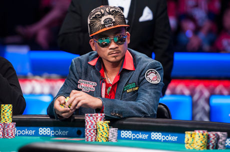 Mesa Final del Main Event de las World Series of Poker: Nguyen líder de los últimos 5 supervivientes, Fernando Pons, Wong, Benger y Hallaert bustos