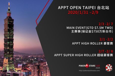 PokerStars Live Asia Heads to Taiwan for the First Time for the APPT Open on Jan. 31 to Feb. 9