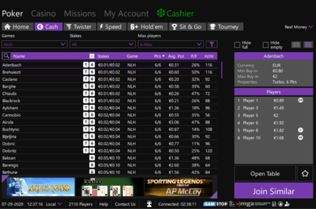 iPoker анонимно лоби на кеш масите