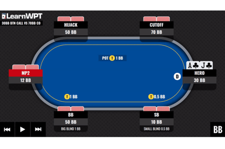 Improve your battles with the chip leader thanks to the WPT GTO Trainer Hand of the Week