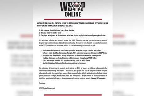 WSOP Online Addresses RTA Concerns: Integrity a "Critical Issue"