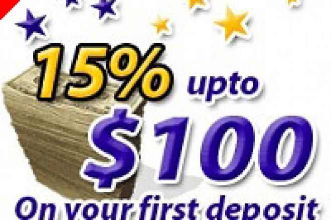 15% up to $100 on your first deposit! 0001