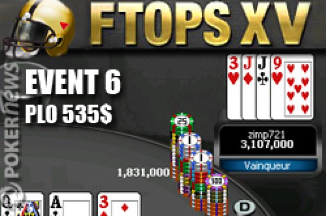 Vendredi 12 février, 'zimp721' a remporté Le tournoi Event #6 PLO à 500$ des FTOPS Full Tilt Online Poker Series (FTOPS) XV.